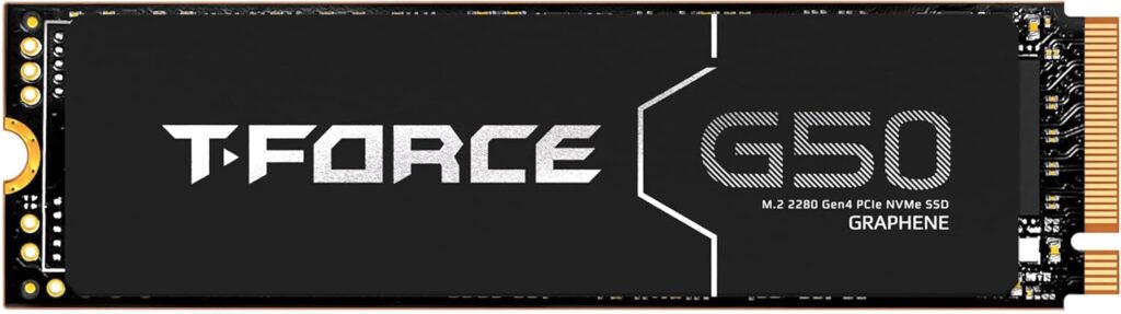 TEAMGROUP T-Force G50 2TB SLC Caching 3D TLC NAND NVMe InnoGrit PCIe Gen4x4 M.2 2280 Gaming SSD with Ultra-Thin Graphene Heat Spreader Works with PS5 Read/Write 5000/4500 MB/s TM8FFE002T0C129