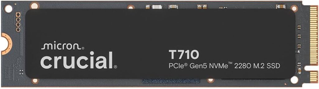 Crucial T710 4TB Gen5 NVMe SSD, Up to 14,500 MB/s, PCIe 5.0 M.2 2280, Internal Solid State Drive, Compatible with Laptop, Desktop, +Acronis Software – CT4000T710SSD8-01