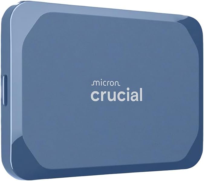 Crucial X10 1TB Portable SSD, Up to 2,100MB/s, USB 3.2 USB-C, External Solid State Drive, Compatible with Windows, Mac & Android, Durable Storage for Games, Photos & Files, Blue – CT1000X10SSD9-02