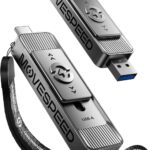 MOVE SPEED 512GB Solid State Drives with Dual Ports & Push-Pull Design — 560MB/s Read Speed, Type C + USB 3.2 Drive Portable ssd for iPhone 15/16/Android/Mac