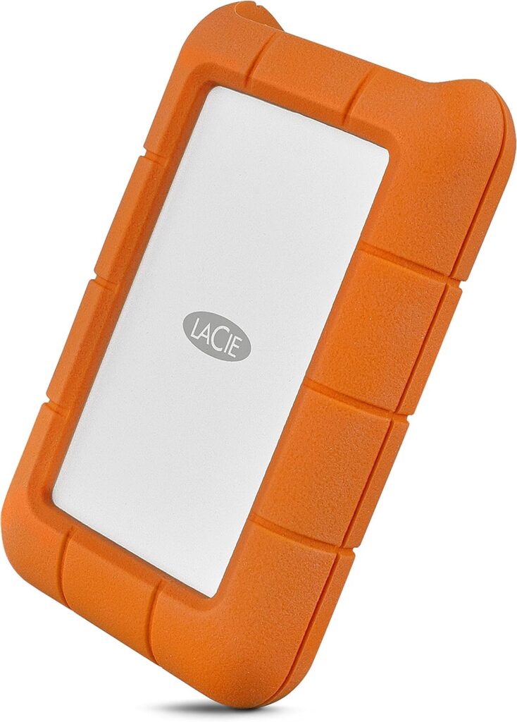 LaCie Rugged Thunderbolt USB-C 5TB External Hard Drive Portable HDD – USB 3.0 compatible, Drop Shock Dust Water Resistant, 1 Mo Adobe CC (STFS5000800)