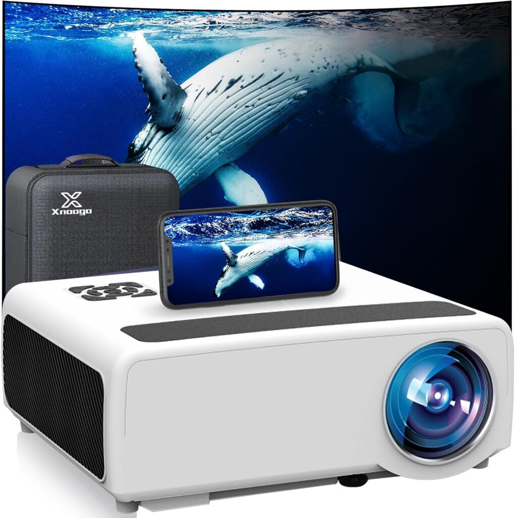 [Auto Focus/4K Support] Projector with WiFi 6 and Bluetooth 5.2, XNoogo 1800ANSI Native 1080P Outdoor Projector, Auto 6D Keystone,50% Zoom,ARC, Home Theater Movie Projector for Phone/TV Stick/PC