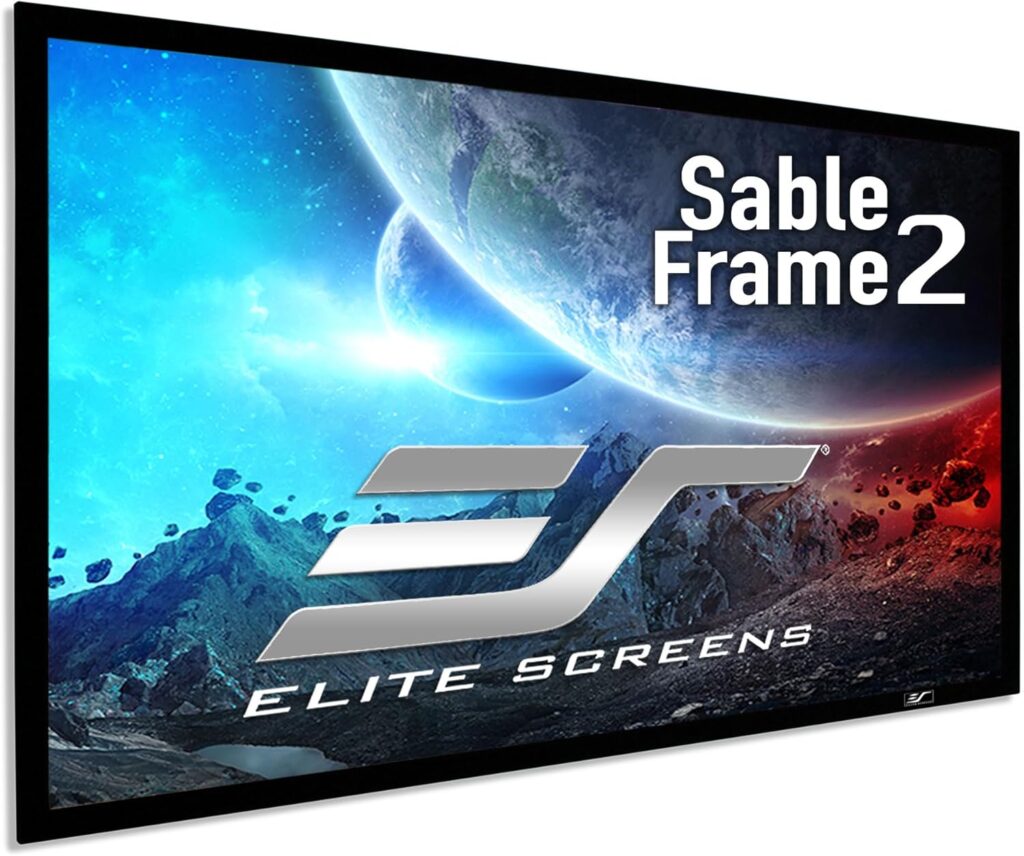 Elite Screens Sable Frame 2 Series, 180-inch Diagonal 16:9, Active 3D 4K Ultra HD Ready Fixed Frame Home Theater Movie Office Presentations Indoor Front Projection Projector Screen, ER180WH2, Black