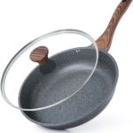 SENSARTE Nonstick Frying Pan Skillet with Lid, Omelet Pan with Cover, Healthy Cooking Chef’s Pan, Kitchen non stick Pan, Free of Intentionally Added PFOA (10inch + Glass Lid)