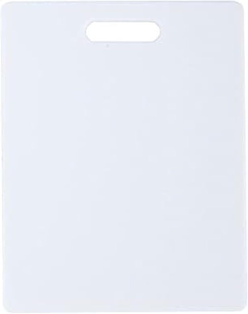 FARBERWARE Reversible Plastic Cutting Board, 8×10 Inch, White, Dishwasher Safe, Non-Porous and Durable for Chopping, Slicing, Prep, Easy to Store