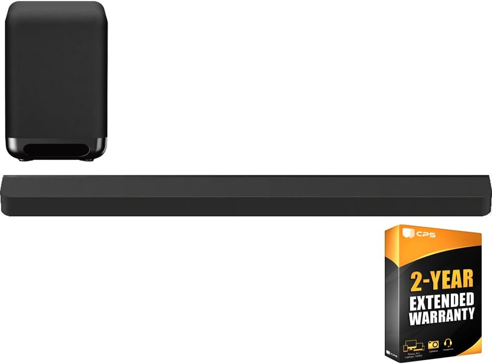 Sony HT-A9000 BRAVIA Theater Bar 9 with 13 Speakers, Dolby Atmos/DTS:X Bundle with Premium SA-SW5 7.1″ 200W Wireless Subwoofer + 2 Year CPS Enhanced Protection Pack