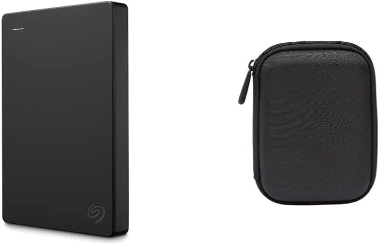 Seagate Portable 1TB External Hard Drive HDD USB 3.0 for PC Laptop and Mac (STGX1000400) & Amazon Basics External Hard Drive Portable Carrying Case