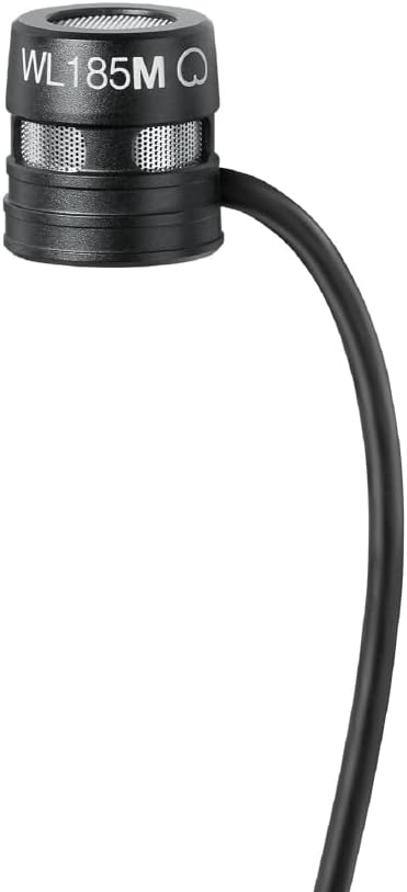 Shure WL185M Professional Low-Profile Lavalier Microphone – Cardioid Condenser Lav Mic with TA4F Termination, Includes Pouch, Tie Clip & Snap-Fit Windscreen – Black (WL185MB/C-TQG)