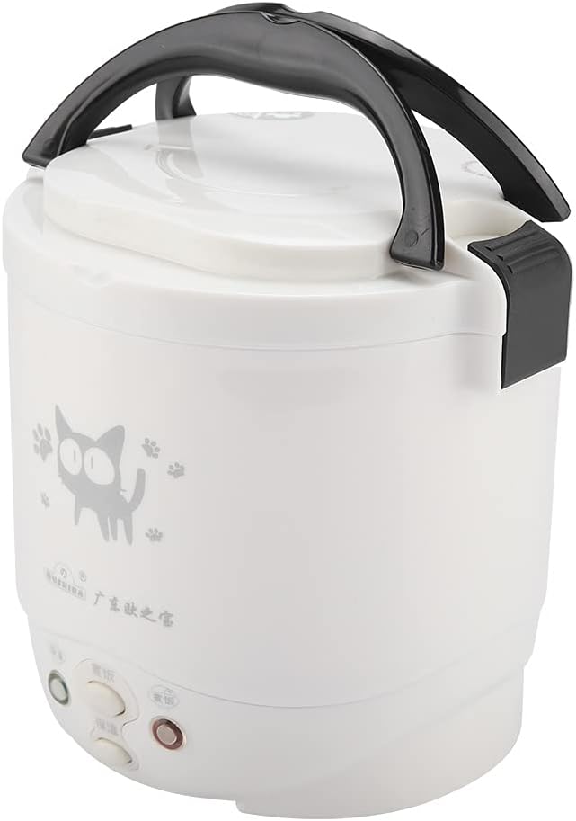 Rice Cooker, 12V 100W 1L Electric Portable Multifunctional Rice Cooker Suitable for Car Food Steamer (White)
