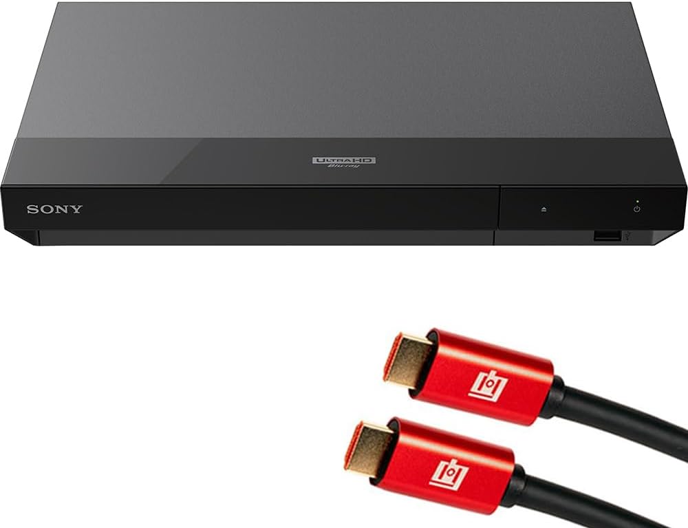 Sony UBP-X700U 4K Ultra HD Home Theater Blu-ray DVD Player 4K, HDR10, Hi Res Audio Bundle with Deco Gear 6FT 4K HDMI 2.0 Cable