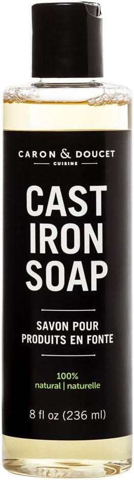 Caron & Doucet – Cast Iron Cleaning Soap | 100% Plant-Based Soap | Best for Cleaning, Restoring, Removing Rust and Care Before Seasoning | For Skillets, Pans & Cast Iron Cookware… (8 oz)