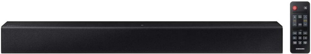 Samsung Dolby Audio/DTS 2.0 Channel Soundbar with Built-in Woofer – Black – Supports Streaming Music via Bluetooth & NFC (HW-T400) (Renewed)