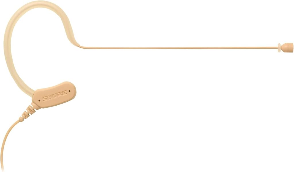 Shure Microflex MX153 Earset Headworn Microphone – Tan, Omnidirectional Mic, TQG / TA4F Connector Wireless Bodypack Transmitters (MX153T/O-TQG)
