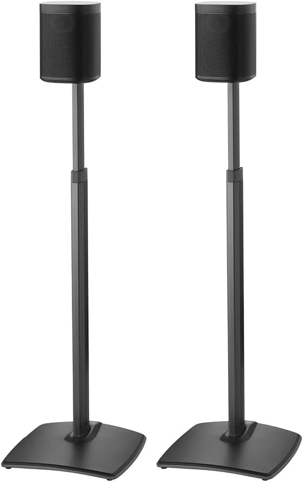 SANUS Adjustable Height Wireless Speaker Stands Designed for SONOS ONE (Black)