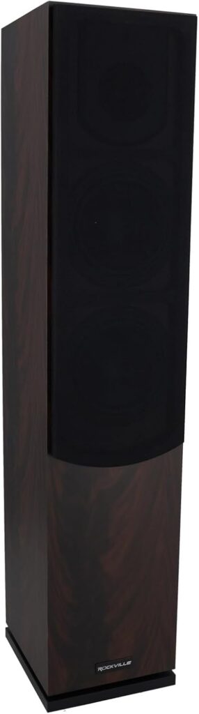 Rockville Lux 658 Dark Wood Dual 6.5″ Home Theater Stereo Tower Speaker, 160W RMS, 640W Peak, 8 Ohm, Silk Tweeter, MDF Audio Cabinet, 22Hz-20kHz, USA-Engineered, Vietnam-Made
