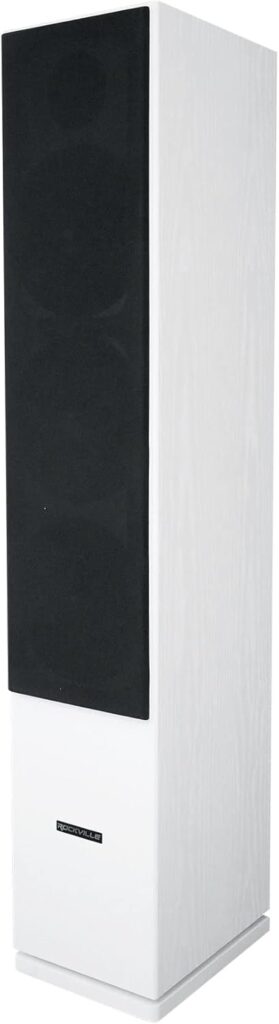 Rockville RockTower 68W Passive Tower Speaker, 8 Ohm, White, High-Fidelity Sound, Detachable Grille, 3-Way, 6.5″, 500W, MDF, Perfect for Home Audio
