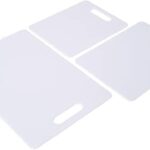 Farberware Plastic Cutting Board Set, Dishwasher- Safe Poly Chopping Board for Kitchen with Easy Grip Handles, Set of 3, White
