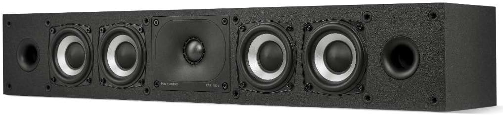 Polk Monitor XT35 Slim Center Channel Speaker – Hi-Res Audio Certified, Dolby Atmos & DTS:X Compatible, 1″ Terylene Tweeter & Four 3″ Dynamically Balanced Woofer, Wall-Mountable, Midnight Black