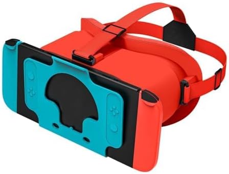VR Headset Designed for Nintendo Switch & Switch OLED, VR Glasses with Adjustable HD Lenses, Head Strap, 3D Goggles for Nintendo Switch OLED (Red)
