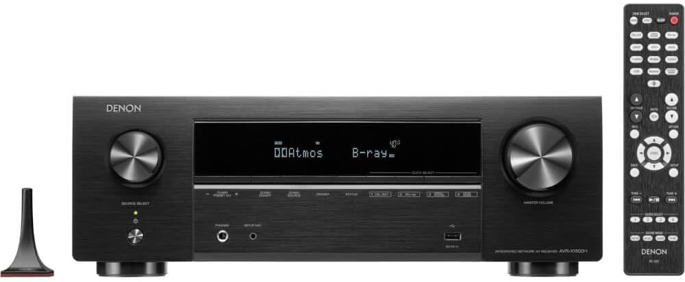 Denon AVR-X1800H 7.2 Channel AV Receiver (2023 Model) – 80W/Channel, Wireless Streaming via Built-in HEOS, WiFi, & Bluetooth, Supports Dolby Vision, HDR10+, and Home Automation Systems (Renewed)