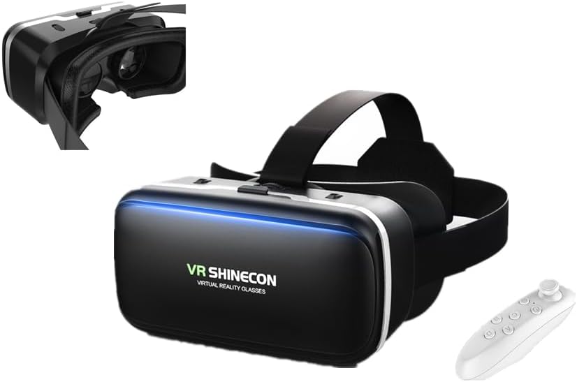VR Headset for iPhone & Android with Controller, Virtual Reality 3D Glasses Headset Helmets, Universal Virtual Reality Goggles for Kids & Adults, for Phones 4.7-6.6 Inch, for TV, Movies & Video Games