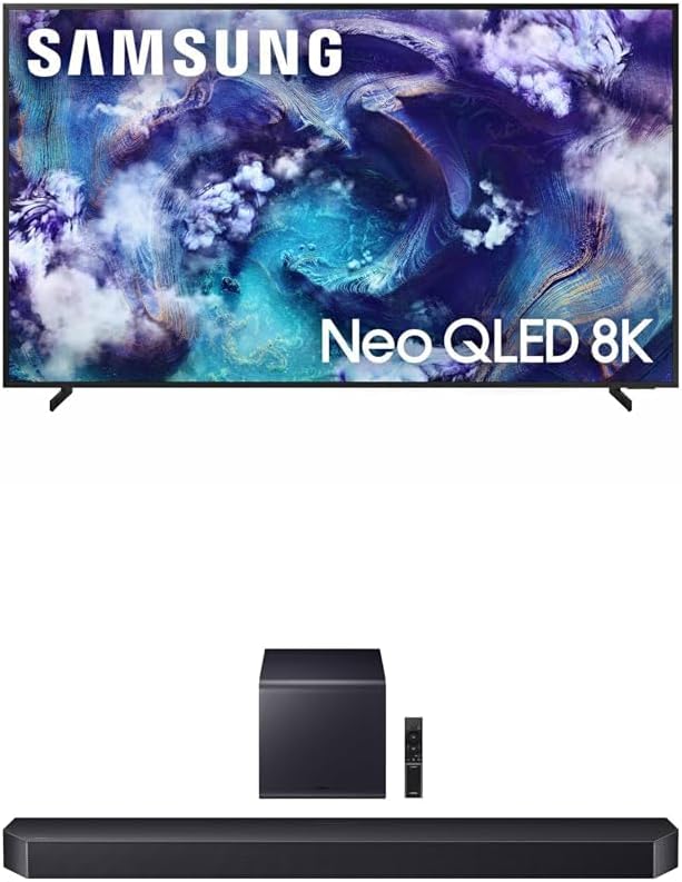 Samsung 65-Inch Class Neo QLED 8K QN900F Series, Vision AI, Mini LED Smart TV (2025 Model, 65QN900F) Neo Quantum HDR 8K Pro + Samsung Q-Series Soundbar HW-Q900F 7.1.2 ch Subwoofer (2025 Model)