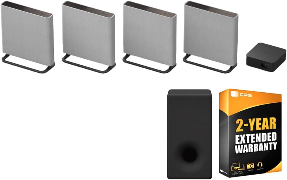 Sony HTA9M2 BRAVIA Theater Quad with 16 Total Speakers, Dolby Atmos/DTS:X Bundle with Premium SA-SW3 6.3″ 200W Wireless Subwoofer + 2 Year CPS Enhanced Protection Pack