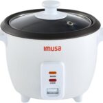 IMUSA USA GAU-00011 Electric Nonstick Rice Cooker 3-Cup (Uncooked) 6-Cup (Cooked), White