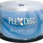 PlexDisc 633-214 25 GB 6X Blu-ray White Inkjet Printable Single Layer Recordable BD-R, 50pk Cake Box, 50 Discs