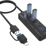 Onten USB C Hub,7 Ports USB3.0 to USB-C HUB with a USB C to USB 3.0 Adapter. 3.2ft Cable 4*USB3.0 Ports,3*USB C Ports forThunderbolt 3/4 MacBook Surface Pro and More USB/USB C Devices