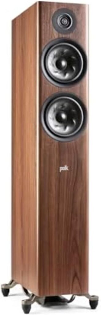 Polk Audio Reserve Series R600 Tower Speaker, 1″ Pinnacle Ring Tweeter & Dual 6.5″ Turbine Cone Woofers, Hi-Res Certified, Dolby Atmos & IMAX Enhanced for Dynamic Home Theater Audio, Walnut Brown
