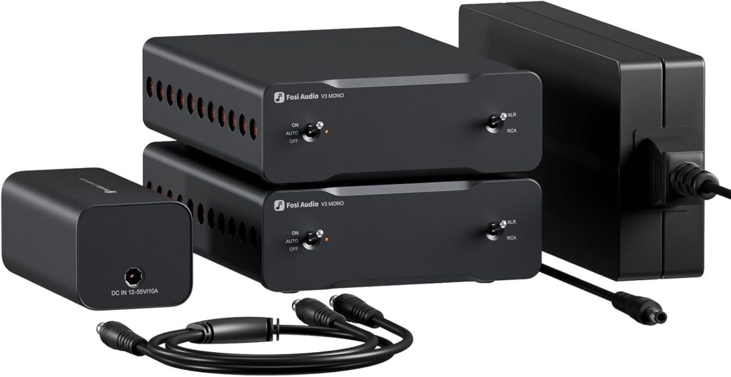 Fosi Audio Two V3 Mono Power Amplifier 240W Class D AMP with TPA3255 Chip, RCA/XLR Balanced Inputs, 48V/10A Power, for Home Audio Speakers & Home Theater