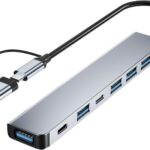 【Upgrade】 USB C/USB Hub, BERLAT Aluminum 7 in 1 USB C & USB Hub with USB 3.0, USB 2.0 Ports for PC/Laptops/MacBook Pro/Air/iMac/iPad and More Devices