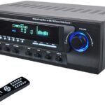 Pyle Wireless Bluetooth Audio Power Amplifier – 300W 4 Channel Home Theater Stereo Receiver with USB, AM FM, 2 Mic IN with Echo, RCA, LED, Speaker Selector, For Studio, Home Use, Black – PT272AUBT