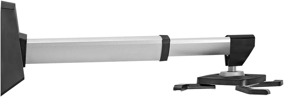 Cmple – Aluminum Short Throw Projector Wall Mount, Tilt & 360 Degree Swivel Wall Projector Bracket Mount with Telescopic Slide for LCD LED Projectors – Max 22lbs (Silver/Black)