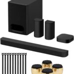 Sony BRAVIA Theater System 6 5.1ch Dolby Atmos Soundbar System Bundle with Subwoofer Isolation Feet and Cable Ties (3 Items)