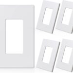 ELEGRP 1-Gang Screwless Decorative Wall Plates, Mid-Size Unbreakable Thermoplastic Faceplate Cover for Decorator Receptacle Outlet Switch, UL Listed (5 Pack, Matte White)