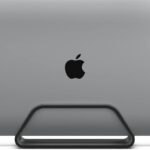 HumanCentric Vertical Laptop Stand Compatible with MacBook Pro and MacBook Air, Holder for Personal Computer Desk Stand, Aluminium, Exchangeable Inserts to Fit Different Device Models, Black