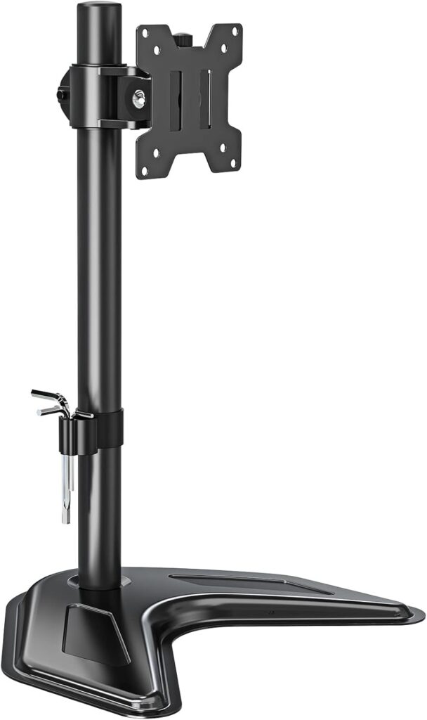 MOUNTUP Single Monitor Stands, Freestanding VESA Monitor Desk Mount fits 13” to 32” Computer Screen with Height Adjustable, Swivel, Tilt, Rotation, Holds up to 17.6 lbs, VESA 75×75/100×100 MU0023