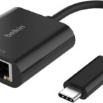Belkin Connect USB-C to Ethernet + Charge Adapter 100W w/Gigabit Ethernet Port and USB-C Port – 10/100/1000 Mbps for Fast Internet Connection – Compatible with iPhone 17, Samsung Galaxy S25, & More