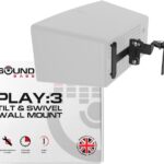 Sound Bass Play 3 Wall Mount Black, Compatible with Sonos Play:3, Adjustable Swivel & Tilt Mechanism, Mounting Bracket Includes All Fixings