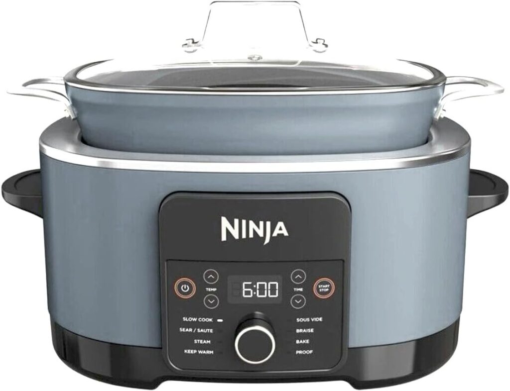 Ninja MC1001 Foodi PossibleCooker PRO 8.5 Quart Multi-Cooker, with 8-in-1 Slow Cooker, Pressure Cooker, Dutch Oven & More, Glass Lid & Integrated Spoon, Nonstick, Oven Safe Pot to 500°F, Sea Salt Grey (Renewed)