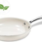 8″ Ceramic Frying Pan Nonstick, Small Skillet, Cooking Pan Non Toxic with Stay Cool Handle for Induction, Chef’s Pan, PTFE & PFAS & PFOA Free, Dishwasher/Oven Safe, White