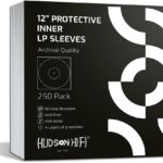 Hudson Hi-Fi Anti-Static Vinyl Record Inner Sleeves 250 Pack – Durable Clear Disc Sleeves- Protect Your LP Albums from Scratches, Dust & Dirt – Acid-Free Rice Paper Interior Disc Covers