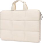 MOSISO Puffy Laptop Sleeve 13-13.3 inch, Compatible with MacBook Air 13 inch M3 M2 M1, Compatible with MacBook Pro 13/14 inch, Rectangle Quilted Carrying Case Laptop Cover for Women with Handle, Sand