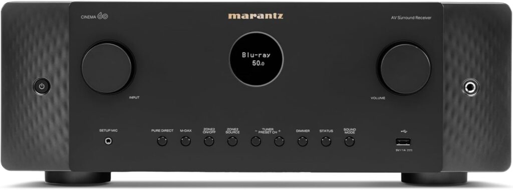Marantz Cinema 60 7.2-Ch Receiver (100W X 7) – 4K/120 and 8K Home Theater Receiver, Built-in Bluetooth, Wi-Fi & HEOS Multi-Room, Supports Dolby Atmos & DTS:X