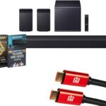Samsung Q Series Soundbar HW-Q990F 11.1.4 ch Subwoofer + Rear Speaker (2025) Bundle with 1 Year CPS Enhanced Protection Pack, 6FT 4K HDMI Cable & Deco Gear Complete Home Theater Beginner’s Guidebook