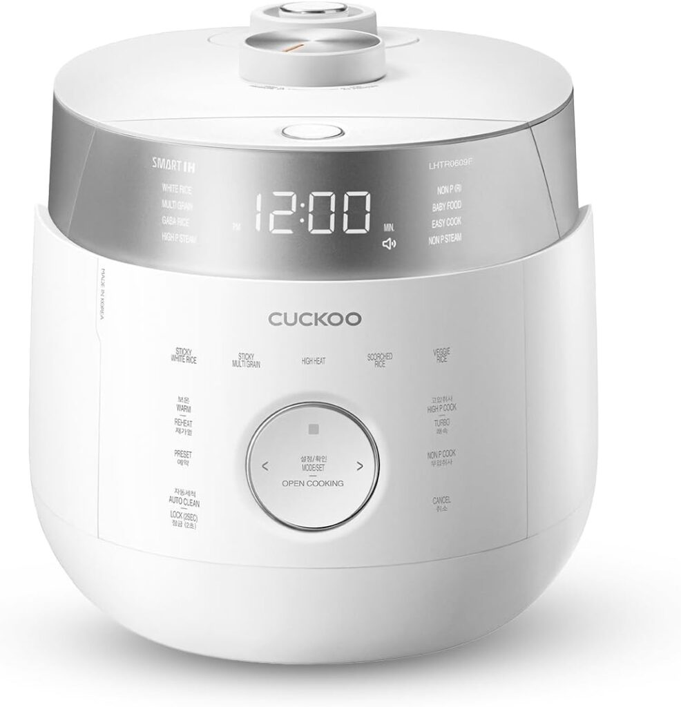 CUCKOO Twin Pressure Rice Cooker 6-Cup Uncooked / 12-Cup Cooked with Induction Heating Technology, 20 Menu Modes with Voice Guide, Versatile Rice Maker Multi-Cooker & Pressure Cooker (CRP-LHTR0609FW)
