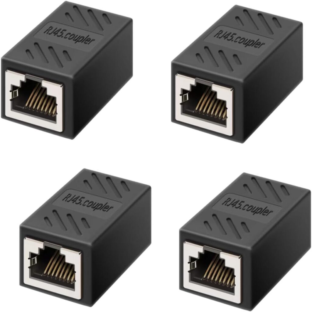 RJ45 Coupler, Ethernet Network Cable in line Coupler for Cat7/Cat6/Cat5e/Cat5, Ethernet Network Cable Extender Female to Female (4 Pcs)
