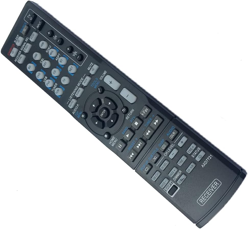 Replacement Remote Control AXD7721 Compatible for Pioneer VSX-1024 VSX-1024-K VSX-1029 VSX-1029-K VSX-44 7.2 Channel Networked AV Receiver